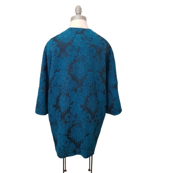 CT424 Helene Berman London Teal & Black Tapestry Blazer M - Picture 4 of 6